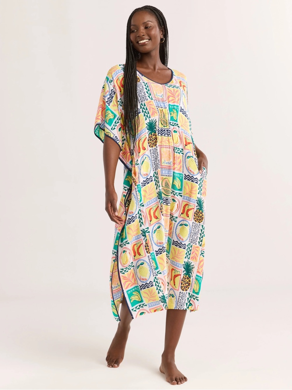 Joyspun women’s woven caftan fruit print